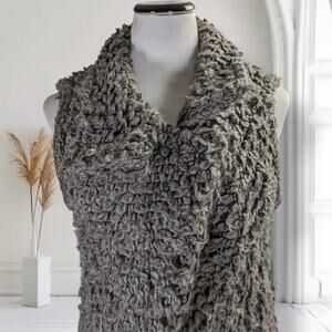 IRO Paris Catleen Boucle Knit Vest Gray Sleeveless Cowl Neck Layering Sweater 36